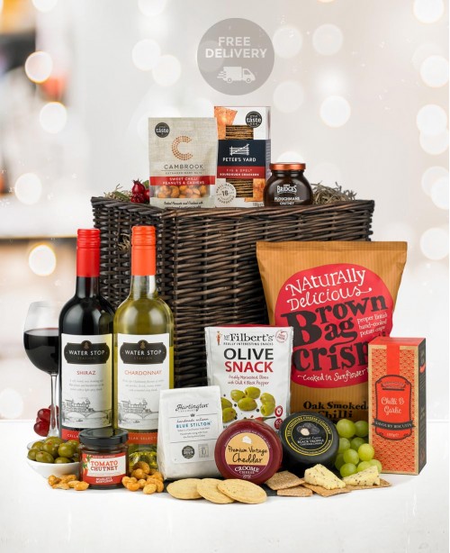 Christmas Cheese and Wine Gift Hamper Ba...