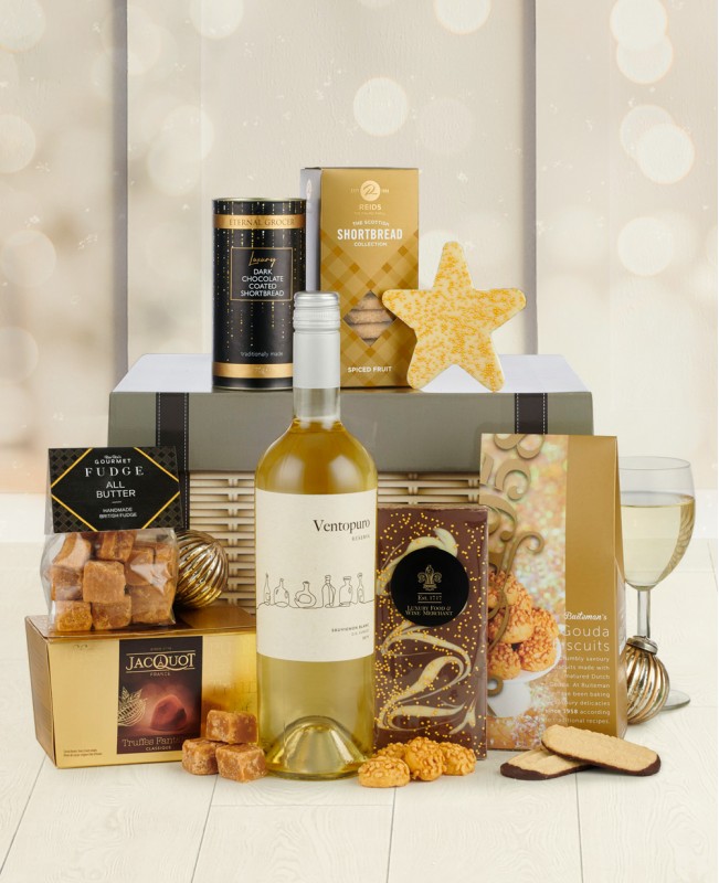 Special Treats with White Wine Gift Hamper