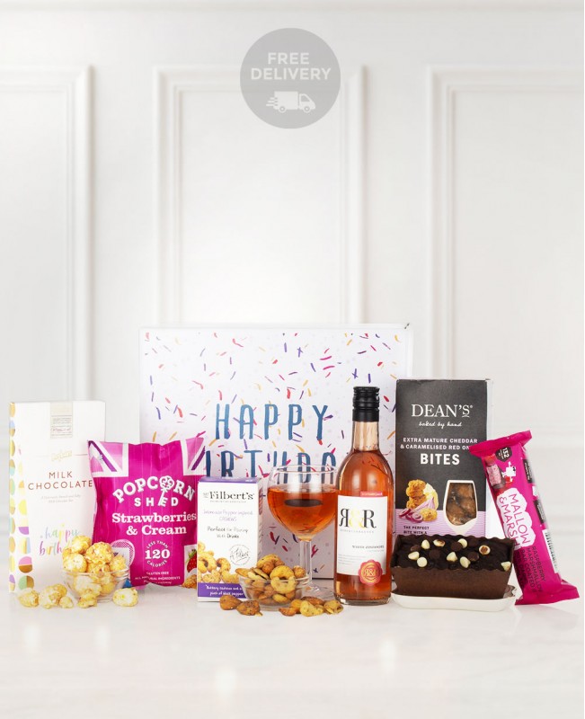 Free Delivery UK Happy Birthday Blush Gift Hamper