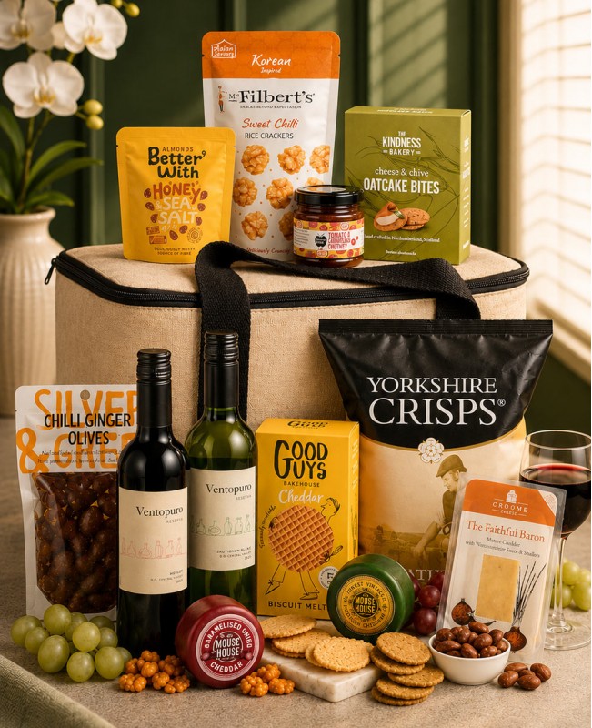 Cheese And Wine Winter Picnic Gift Bag