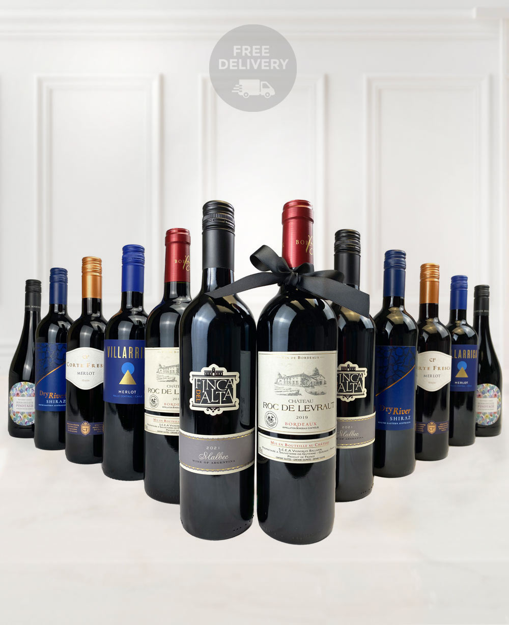 12 Red Favourites Wine Case Gift (Gift Hamper Manchester)